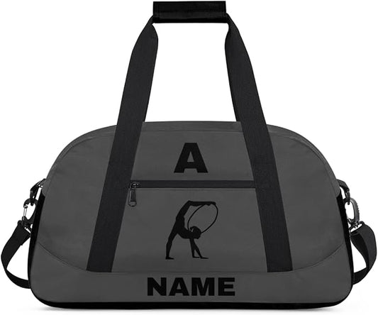 Personalize-Kids-Sports-Duffel-Bags With Custom Name Text Carry-On Overnight Travel Gym Lightweight Dance Pattern Sports Bags For Girls Boys Kids,Grey