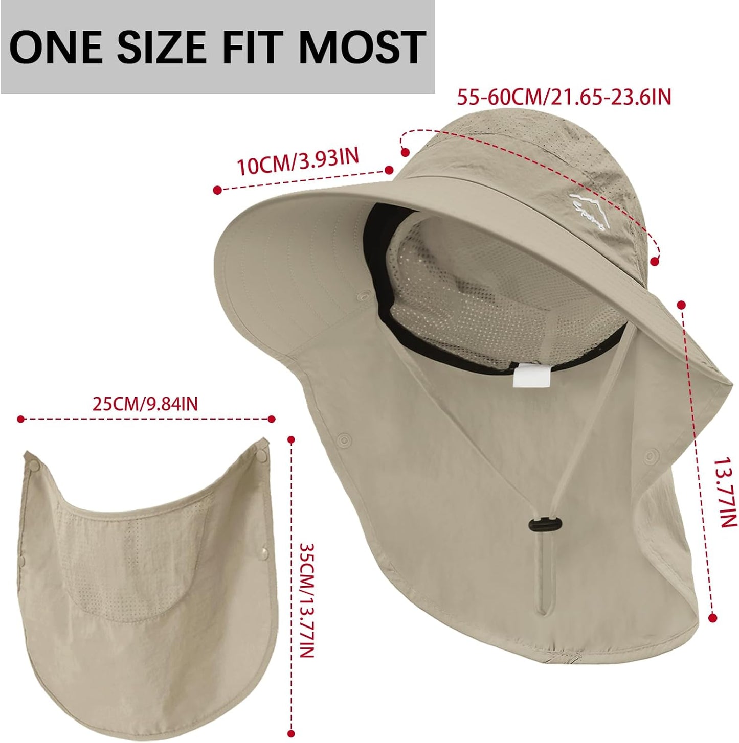 Rosoz Sun Hat for Men Women with Neck Flap,Wide Brim UPF50+ Fishing Hat with Detachable Face Cover Outdoor Sun Protection Hat