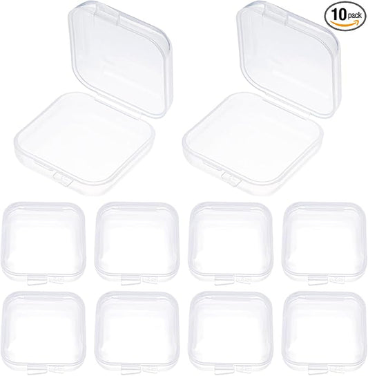 10Pcs Ear Plug Case, Mini Plastic Earplug Containers, 1.8mm Square Box with Hinged Lids for Small Item Craft, Beads, Necklaces, Ear Studs, Rings