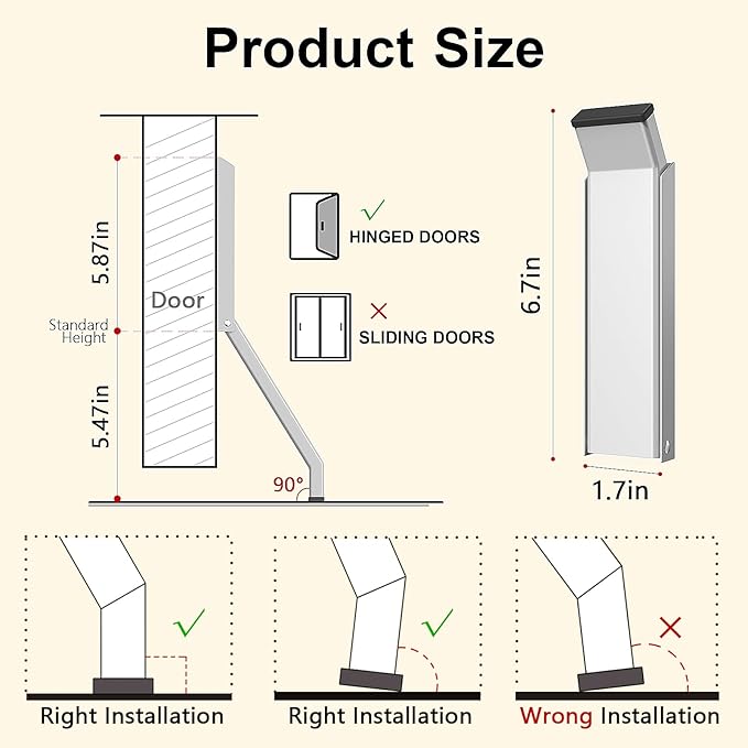 Door Stop, No Drilling Door Stoppers to Keep Door Open, Easy Pedal Kick Down Door Holder, Bottom of Door (White x 1 Pack)