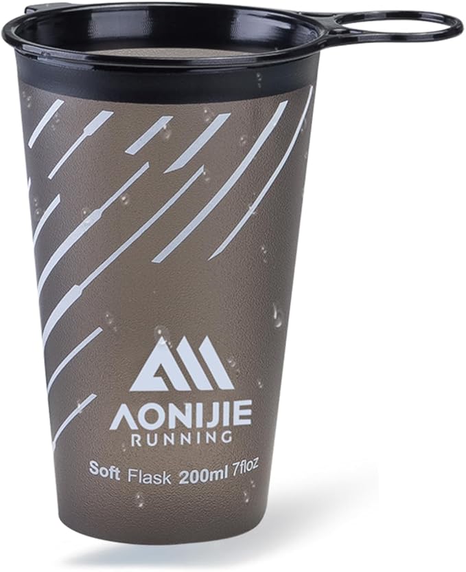 AONIJIE Collapsible Cup 200ml – Foldable Hiking Cup, Ultra Portable Soft Cup for Trail Running, Camping & Travel, Silicone Water Cup for Outdoor Hydration - Grey