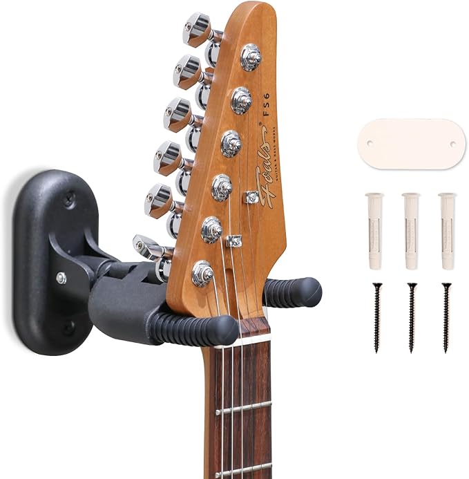 GHOSTFIRE Foldable Guitar Wall Mount Auto-Locking Guitar Wall Hangers, Guitar Holder Wall Hook Stand Fits for Acoustic, Classical, Electric, Bass Guitars,Ukulele (GBS-3)