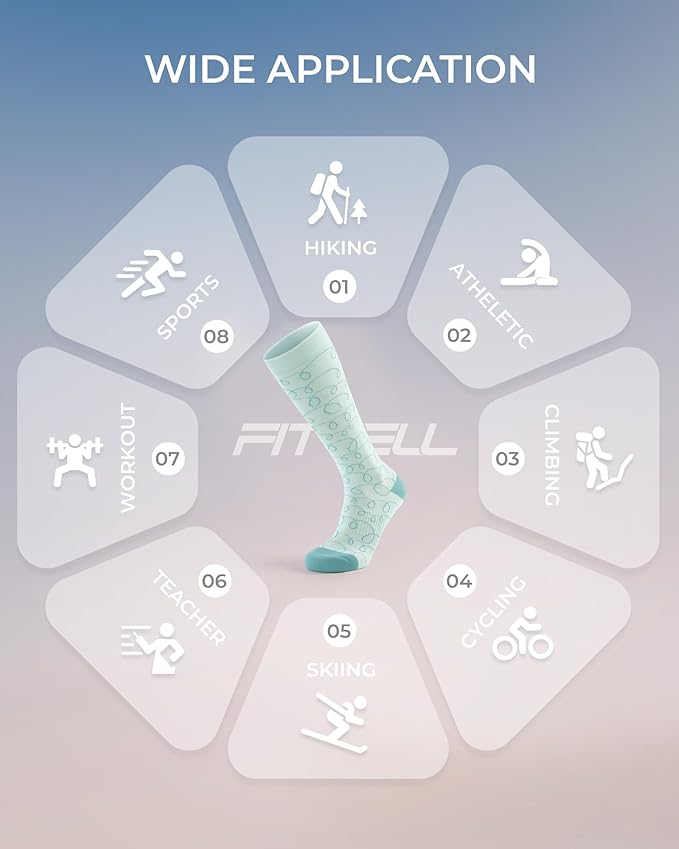 FITRELL 4 Pairs Compression Socks for Women & Men, 15-20mmHg Circulation Support for Athletic Travel Daily Wear