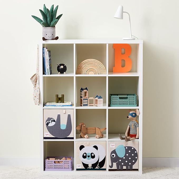 3 Sprouts Toy Storage Organizer: Toy Box Cube Organizer for Playroom, Nursery - Foldable Storage Bin - Sloth