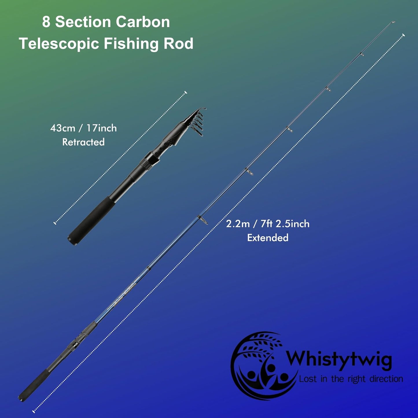 Whistytwig Telescopic Fishing Rod - Versatile Retractable Telescoping Fishing Pole, Collapsible Fishing Rod, Ideal Travel Rod