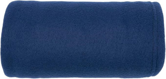 Brookstone Travel Blanket - 2-in-1 Super Soft Fleece Lightweight Throw Blanket with Carrying Pouch, Airplane & Car Travel Essentials, Blue Foot Pocket