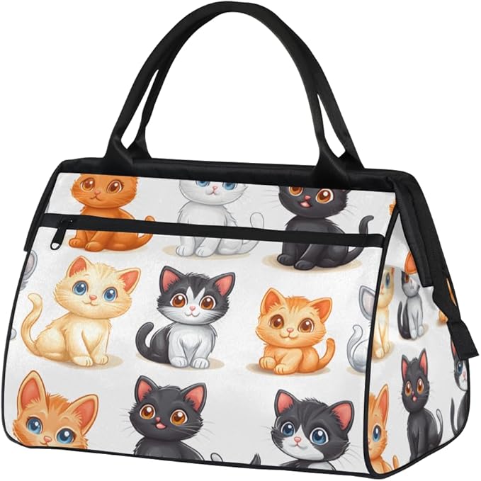 Cartoon Animals Cat Overnight Weekender Bag for Women Men Travel Duffel Bags Waterproof Luggage Carry on Sports Yoga Gym Bag