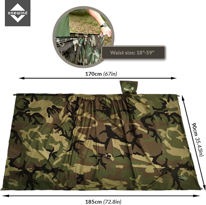 onewind Rain Skirt, Half Poncho Waterproof Ultralight Nylon Rain Kilt Windproof Rainwear Liner for Riding Camping Hiking