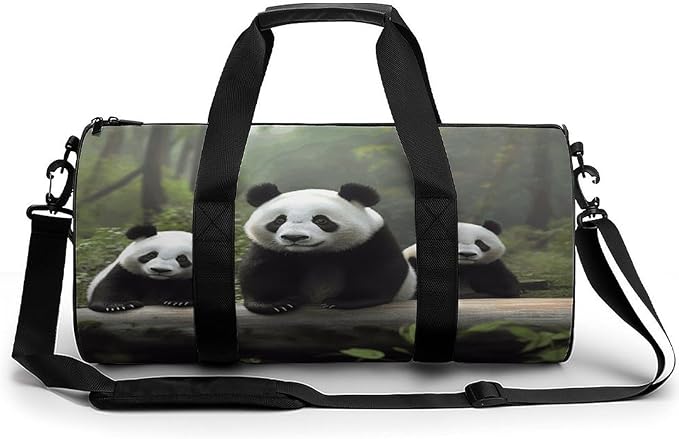 Sports Gym Bag for Women Men Travel Duffel Bag Tote Weekender Bag Cute Panda Carry on Overnight Bag for Travel Swimming Fitness Workout Sports Duffle Bag