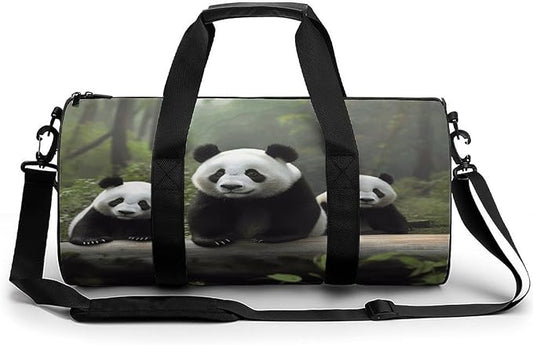 Sports Gym Bag for Women Men Travel Duffel Bag Tote Weekender Bag Cute Panda Carry on Overnight Bag for Travel Swimming Fitness Workout Sports Duffle Bag