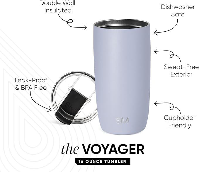 Simple Modern Travel Coffee Mug Tumbler with Flip Lid | Reusable Insulated Stainless Steel Cold Brew Iced Coffee Cup Thermos | Gifts for Women Men Him Her | Voyager Collection | 16oz | Dreamscape