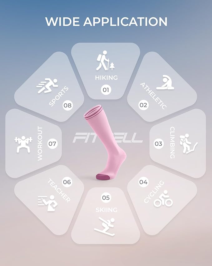 FITRELL 4 Pairs Compression Socks for Women & Men, 15-20mmHg Circulation Support for Athletic Travel Daily Wear