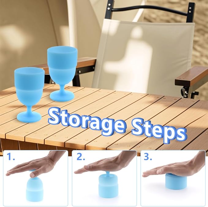 Portable Collapsible Silicone Wine Glasses Travel Camp Wine Glasses for Picnic Indoor Outdoor, Reusable, Capacity 6.76 Oz