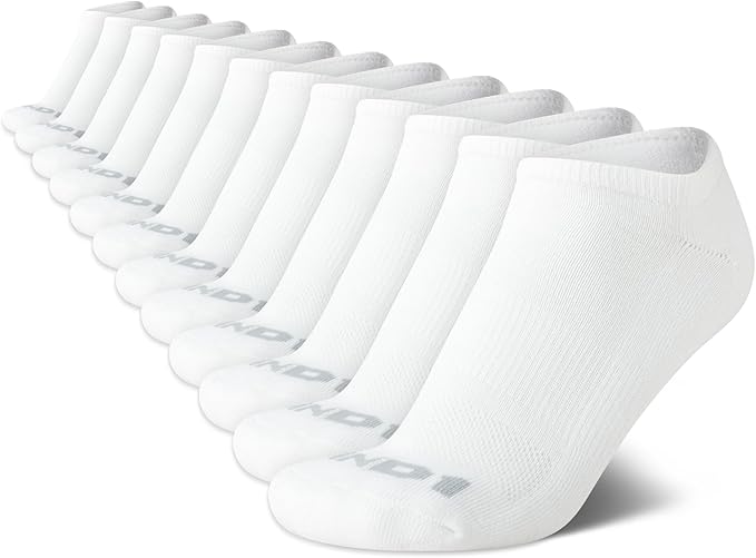 AND1 Mens No Show Socks - 12 Pack Performance Stretch Athletic Compression Socks for Men - Sports Low Cut Socks (6-12.5)