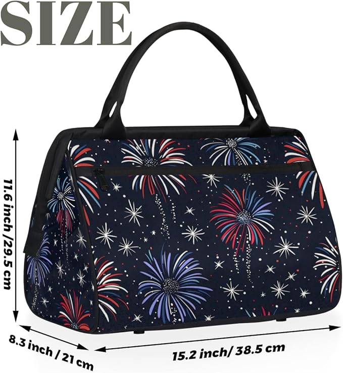Chic Colorful Fireworks Overnight Weekender Bag for Women Men Travel Duffel Bags Waterproof Luggage Carry on Sports Yoga Gym Bag