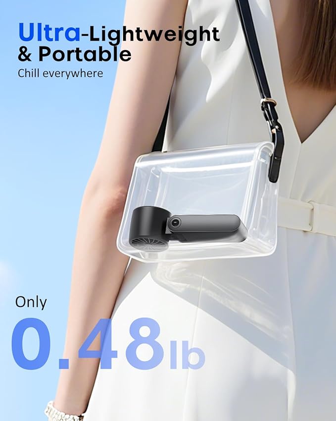 Portable Turbo Handheld Fan [15000 RPM], 5200mAh Battery, 12H Runtime, 3-in-1 180°Foldable Personal Fan, Turbo Tech Cooling for Outdoor, Travel, Work, Makeup-Black