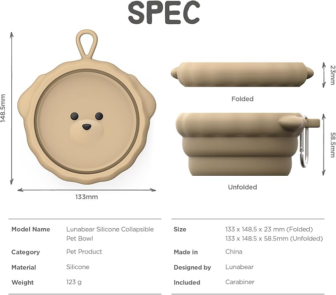 Silicone Collapsible Dog Bowl for Travel, Portable Water Bowl for Dogs Cats, Foldable Food Water Bowl for pet, Camping, Traveling, Walking, Carabiner Included, BPA Free, Dishwasher Safe