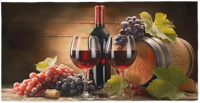 Wine Barrel Fruit Bowl Beach Towel, Large Microfiber Quick Dry Lightweight Pool Bath Towels Sand Free Beach Blanket for Summer Cruise Yoga Camping Travel Vacation Essentials 31 x 61 in