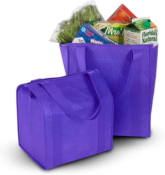 Mediz Hannah Direct Large Capacity Heavy Duty Insulated Smart Shopping Bag - Strong Reusable Grocery Tote 2 Pack