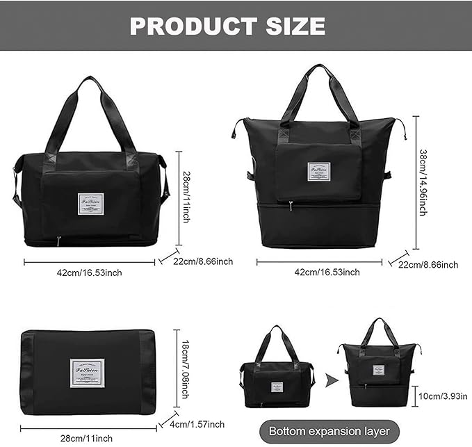 Large Capacity Travel Bag, Foldable Travel Bag, Expandable Travel Duffel Bag, Collapsible Waterproof Large Capacity Travel Handbag, Overnight Bag for Women and Man