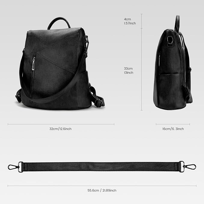 molshine Backpack,Fashion Casual Travel PU Leather Daypack Bag Shoulder Rucksack Handbags for Women HB041