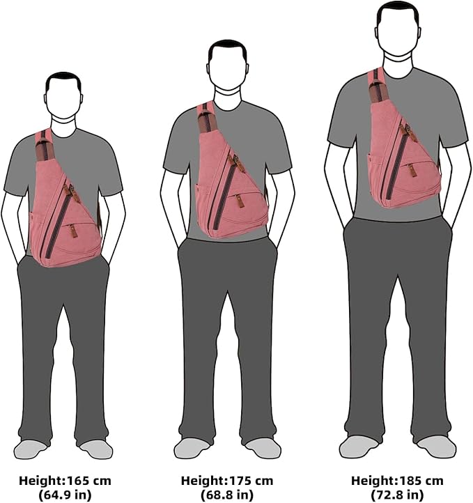 KL928 Canvas Sling Bag - Small Crossbody Backpack Shoulder Casual Daypack Rucksack for Men Women(Large Version, Rust Red)