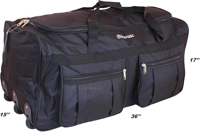 36-Inch XL Rolling Duffel Bag with Wheels - Ideal Travel Bag for Travel, Sports, Hockey, and Cargo Outdoor Hockey Bag - Convenient and Spacious Gym Bag (Black)