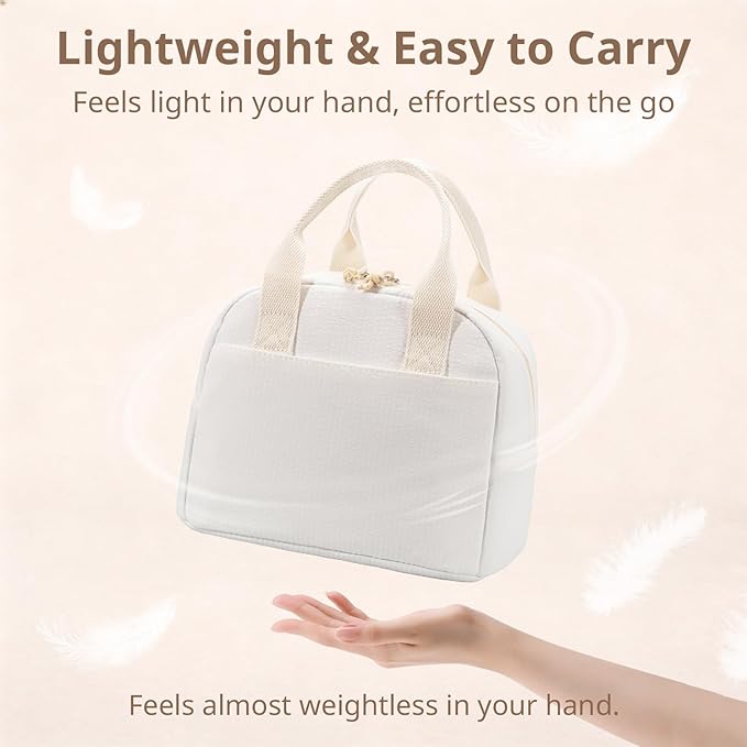Insulated Lunch Bag for Women, Reusable Striped Lunch Box Cooler Bag with Large Capacity, Durable Lunch Tote for Work