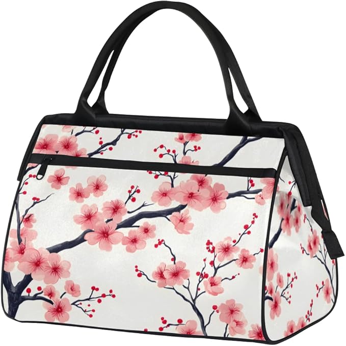 Pink Plum Blossom Overnight Weekender Bag for Women Men Travel Duffel Bags Waterproof Luggage Carry on Sports Yoga Gym Bag