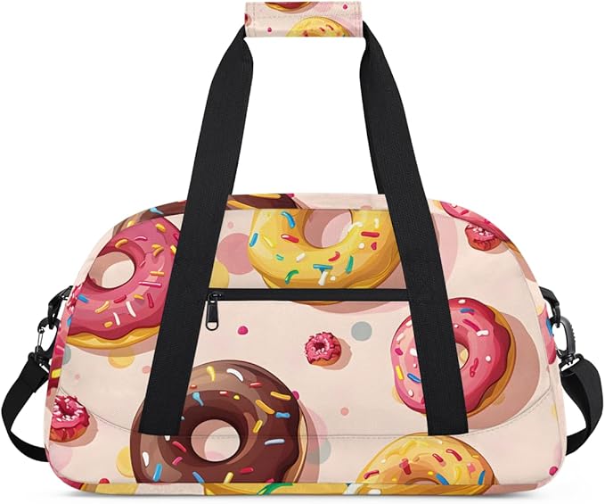 Doughnuts Print Kids-Duffel-Bags Gymnastics Dance Bag Carry-On Overnight Travel Gym Lightweight Dance Sports Bags For Girls Boys Kids，