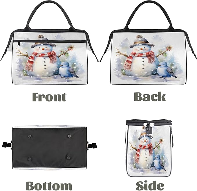 Overnight Weekender Bags for Women Men, Watercolor Snowman Bird Waterproof Travel Carry On Duffel Bag, Lightweight Sports Gym Bag for Fitness, Workout, Travel
