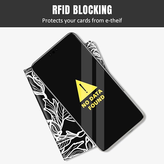 Rimilak Passport Holder, RFID Blocking Passport Cover Wallet Travel Essentials, Leather Travel Documents Organizer Protector for Women and Men, White Leaves