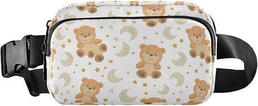 Kawaii Teddy Bear Stars Moon Fanny Pack for Women Men Water Resistant Fashion Waist Packs with Adjustable Strap Belt Bag for Travel Workout Jogging Hiking 21219513
