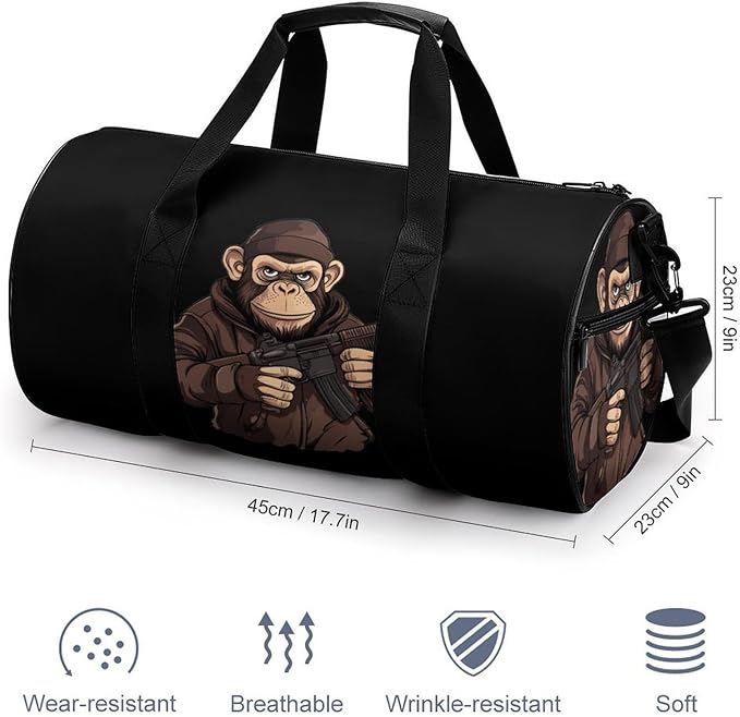 Gorilla Gun Gym Bag Travel Duffel Bag Lightweight Carry On Bags Weekender Bags for Women Men