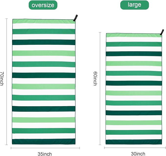 Exclusivo Mezcla 2 Pack Microfiber Quick Dry Beach Towels, Oversized Lightweight Sandfree Pool Towels for Swimming Camping Travel with Bagn (Forest Green and Dark Purple, 35x70 Inches)