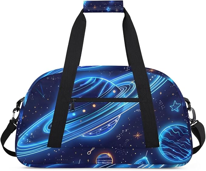 Spacecraft Gym Travel Duffle Bag for Women & Men with Front Zipper Pocket for Sports, Overnight, Weekender, Carry On,Workout & Dance Bag,18.9 * 8.7 * 10.6 in