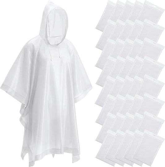 Zhehao 40 Pcs Rain Ponchos for Adult Homeles Bulk Reusable Raincoat with Drawstring Waterproof Plastic Raincoat for Men Women