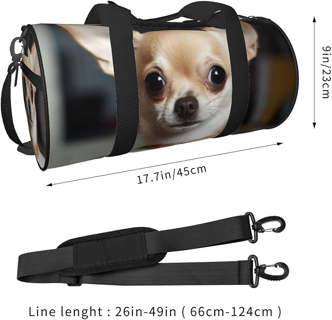 cute chihuahua Sports Gym Bag for Women Men Travel Duffel Bag Tote Weekender Bag Canvas Carry on Overnight Bag for Travel Swimming Fitness Workout Sports Duffle Bag