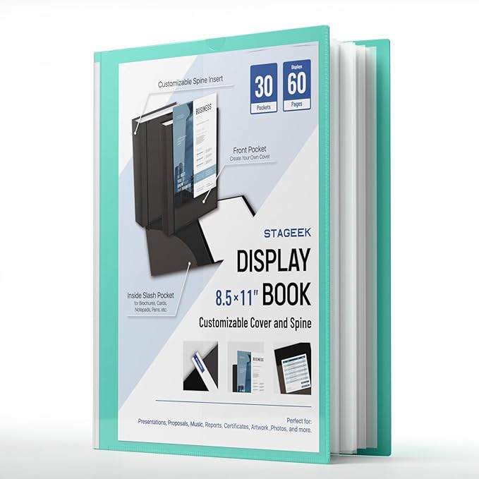 30-Pocket Portfolio Binder Display 60 Pages, 8.5x11 Binder with Plastic Sleeves, Art Portfolio Folder with Clear Sheet Protectors, Presentation Book for Artwork, Document Organizer