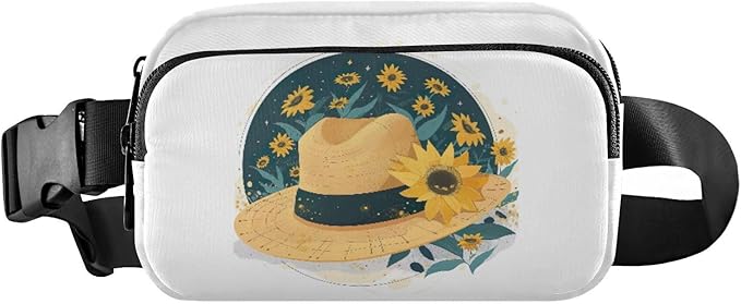 Hat with Sunflowers Fanny Pack for Women Men Water Resistant Fashion Waist Packs with Adjustable Strap Belt Bag for Travel Workout Jogging Hiking 21218959