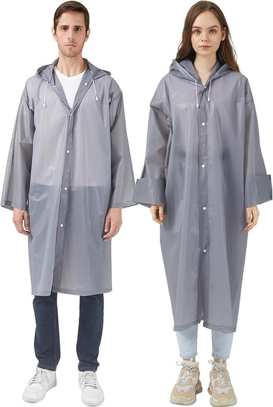 Rain Ponchos Raincoats for Adults Women, Reusable Rain Jacket Coats with Hood for Family Disney Park Travel 2 Pack