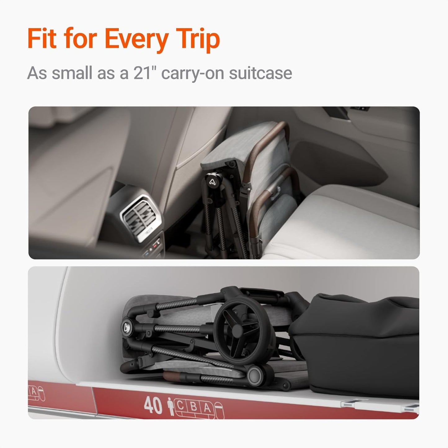 Lightweight Baby Travel Stroller with Carbon Fiber Frame, Compact & Airplane-Friendly, One-Handed Folding Design, 11.6 lbs, Perfect for Toddlers, Grey