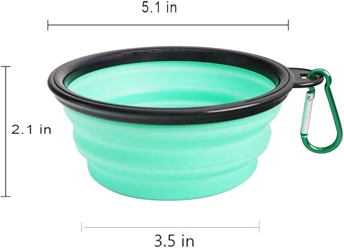 Collapsible Dog Bowl, Silicone Foldable Expandable Cup Dish, for Pet Dog/Cat Food Water Feeding Portable Travel Bowl - Green