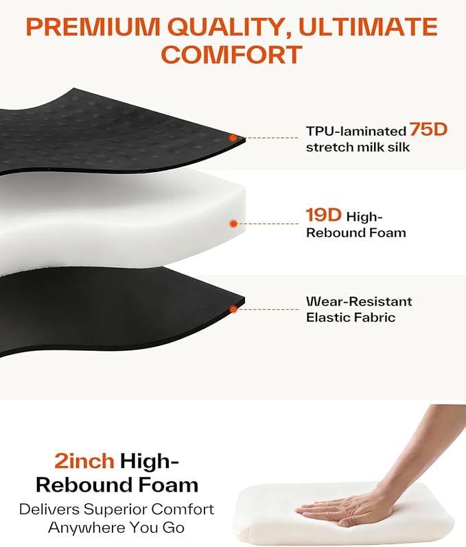 Sportneer Inflatable Seat Cushion: Self-Inflating 2" High Rebound Foam Cushion for Airplane Bleacher Stadium and Outdoor Events – 0.48lbs Lightweight & Easy to Carry for Sports Fans, 2 Pack