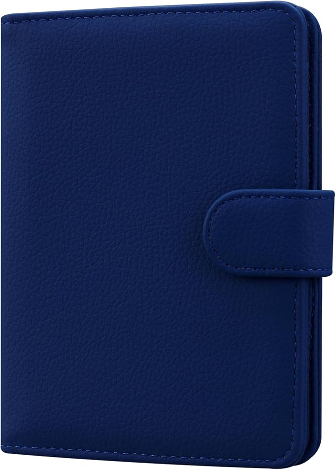 HOTCOOL Passport Holder Travel Essentials Airplane & Cruise Essentials Ship Leather Wallet Cover Case RFID Blocking Women & Men Vacation Travel Accessories Gifts Deals, Litchi - Navy Blue