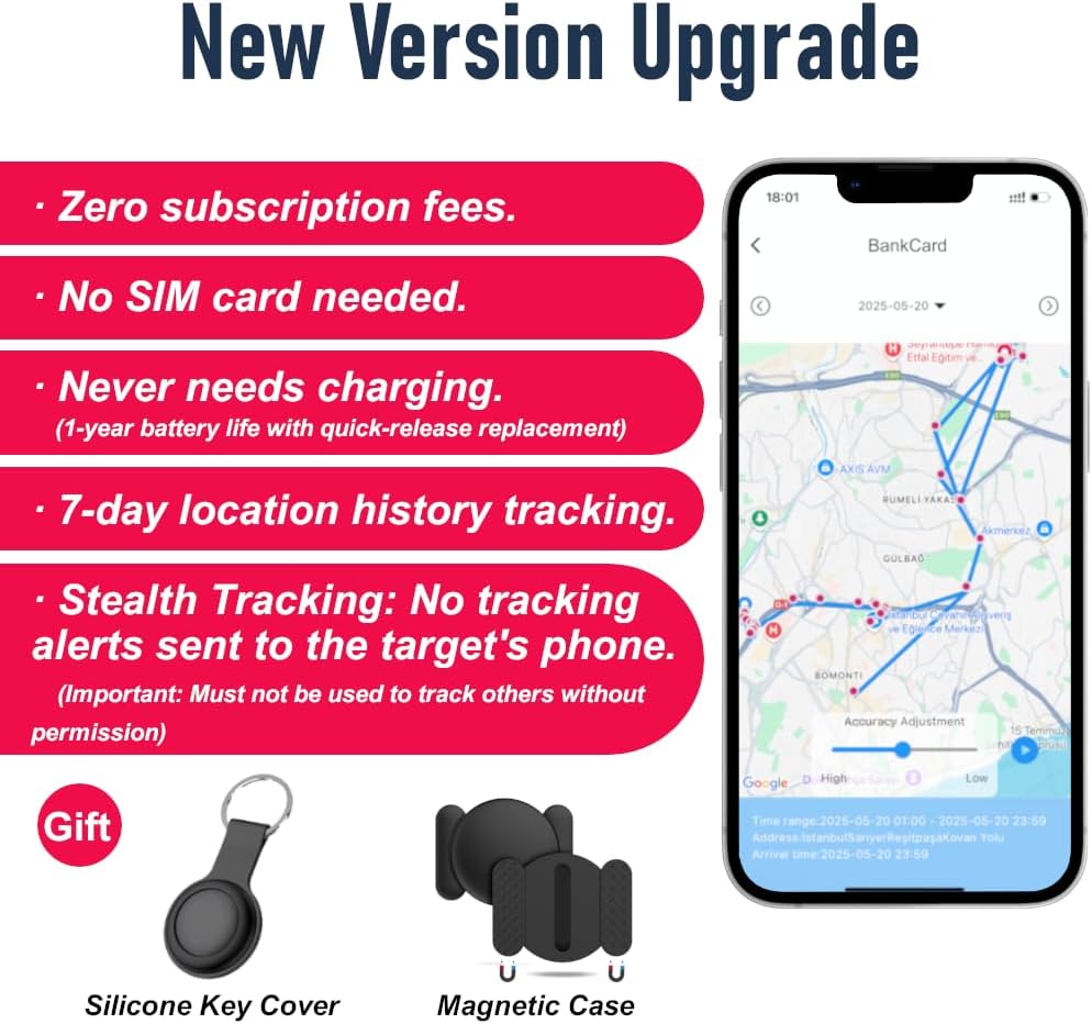 Car GPS Tracker for Vehicles - Hidden Tracking Devices for Cars, Available for Android and iOS, No SIM Card Required, Real Time Car Locator Work, Car Vehicle Tracking Device for Car, Wallet, Pet