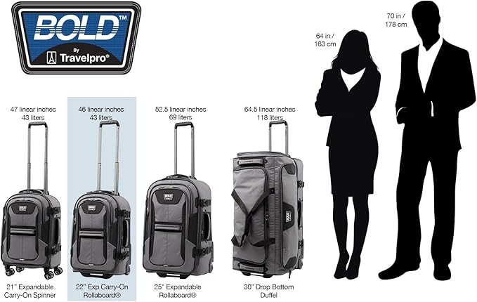 Travelpro Bold Softside Expandable Carry on Rollaboard Luggage, Carry on 22-Inch, Grey/Black
