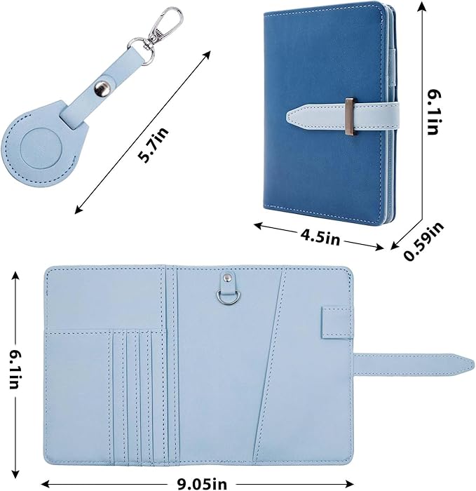 Deziliao Passport wallets, Mulit-purpose RFID Blocking Passport Holder AirTag Wallet, Travel Wallet (Blue)