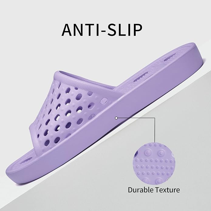 Litfun Shower Shoes for Women Non-Slip Quick Dry Shower Slippers Lightweight Pool Sandals with Drain Holes for College Dorm, Beach, Bathroom & Gym