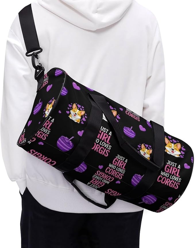Lightweight Travel Sports Carry On Bag Just A Girl Who Loves Corgis Basketball Football Weekender Bag Sport Gym Fitness Tote